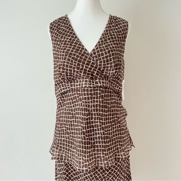 Pendleton Silk Geoprint 2 Piece Set NEW Sleeveless V-Neck Top & Midi Skirt Sz 8 - Picture 3 of 12